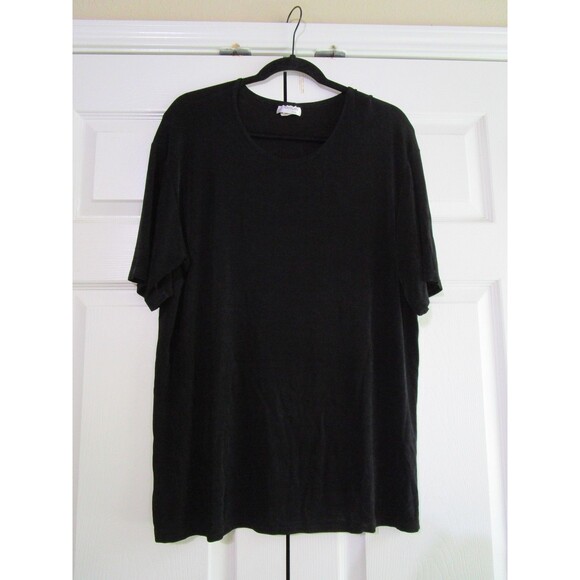 RebeKal Blouse Womens Extra Large Black Crewneck Casual Short Sleeve Cotton USA - Picture 1 of 9